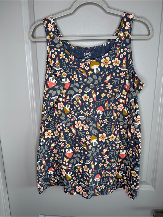 Duluth Trading Co Tops - Duluth Trading Co Navy Floral & Mushroom Print Tank Top